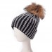 Unisex Rhinestone Bling Genuine Fur Pom Knit Beanie Ski Acrylic Crochet Hat A391  eb-37742856